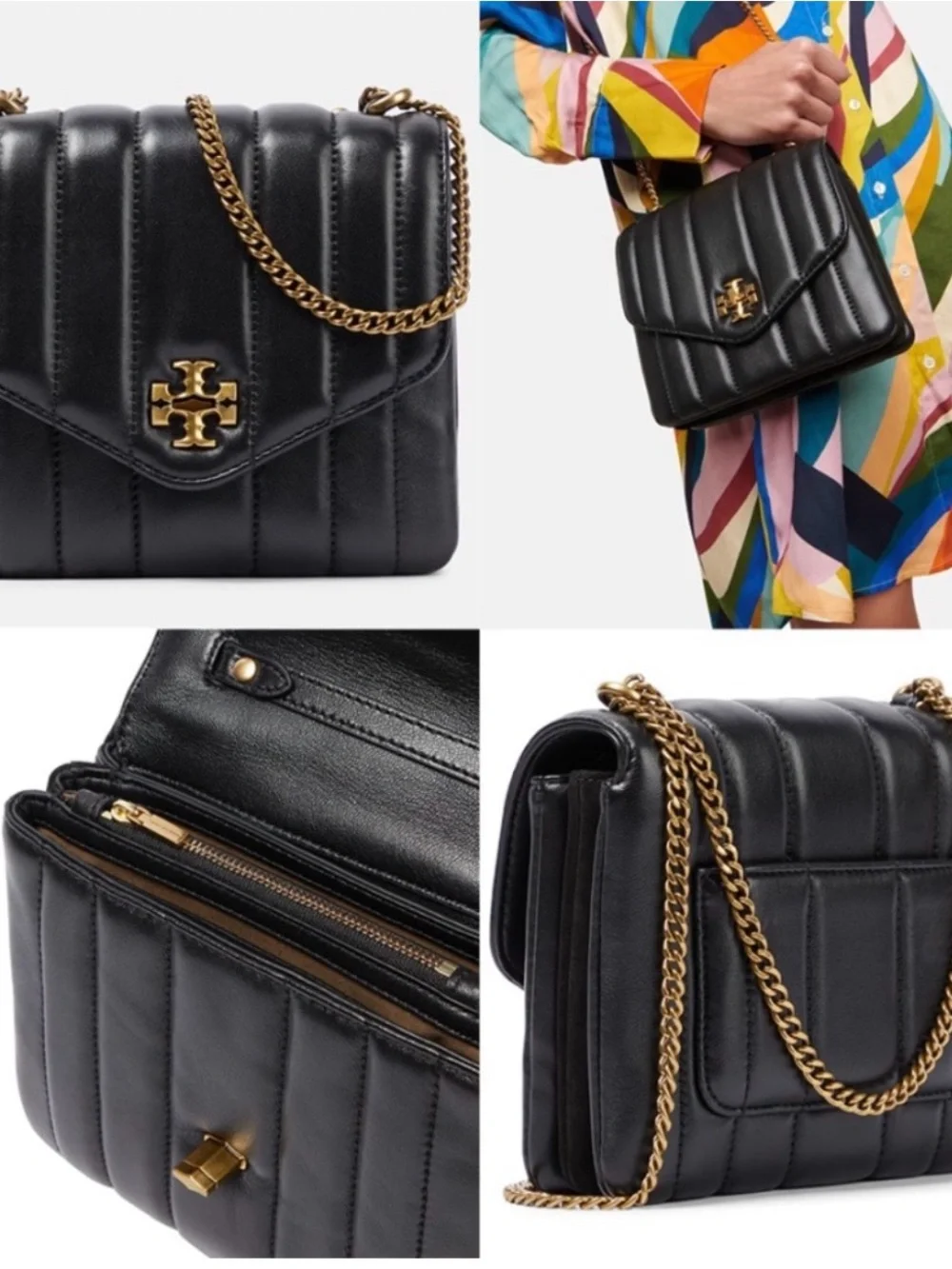*Like New* Tory Burch Kira Square Quilted Leather Crossbody with Gold Chain